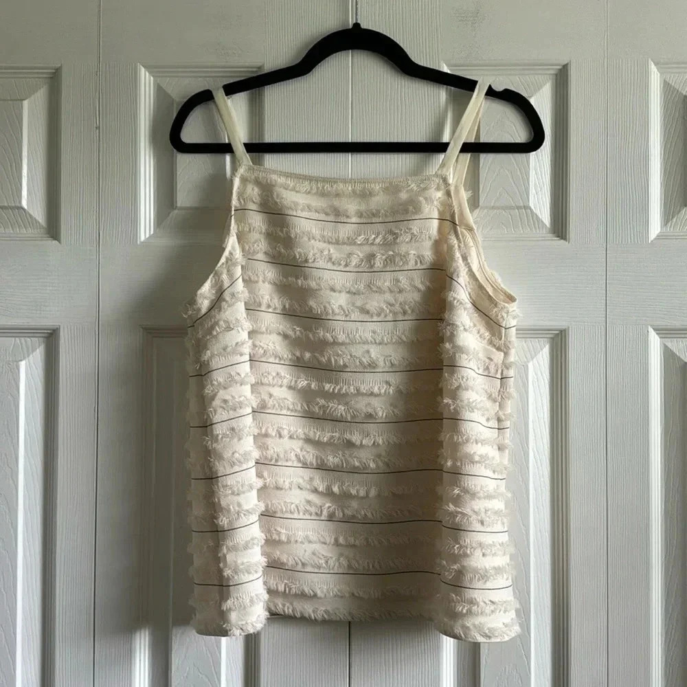 Anthropologie Maeve | top with straps | back keyhole & eyelash stripe | size 14